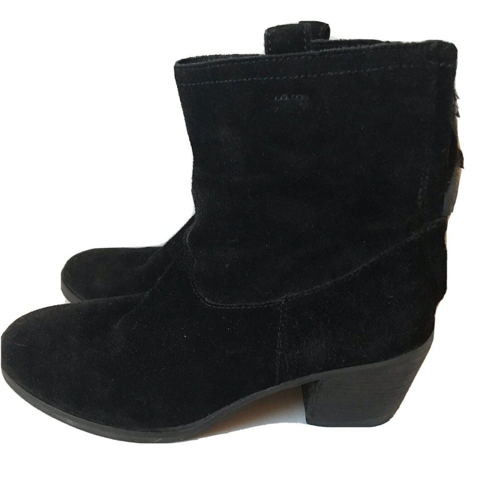 Sam Edelman Womens Black Suede Ankle Boots Block Heel Back Zip Size 6.5 M